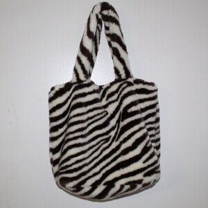 Pottery Barn Teen Fluffy Faux Fur Zebra Tote